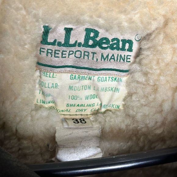 VTG LL Bean Aviator Jacket Shearling Goatskin - Picture 9 of 10